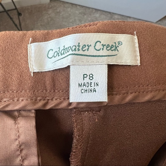 Faux Suede Brown Trousers  Coldwater Creek  Size Petite 8 - Picture 3 of 4